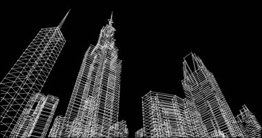 Mimari sanat konseptinde soyut çizgiler, minimum geometrik şekiller. 