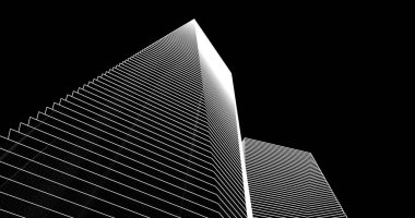 Arkaplanda mimari bina 3d illüstrasyon