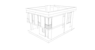 Arkaplanda mimari bina 3d illüstrasyon