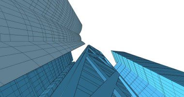 Arkaplanda mimari bina 3d illüstrasyon