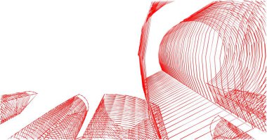 Arkaplanda mimari bina 3d illüstrasyon