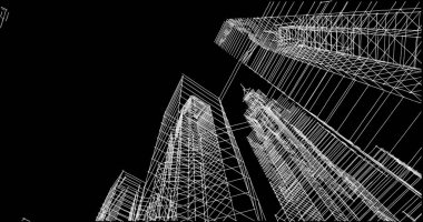 Mimari sanat konseptinde soyut çizgiler, minimum geometrik şekiller. 