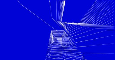 Mimari sanat konseptinde soyut çizgiler, minimum geometrik şekiller. 