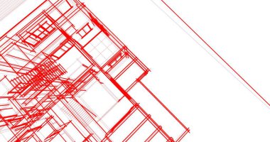 Arkaplanda mimari bina 3d illüstrasyon