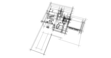 Mimari sanat konseptinde soyut çizgiler, minimum geometrik şekiller. 