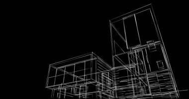 Arkaplanda mimari bina 3d illüstrasyon