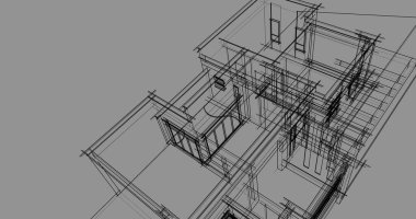 Mimari sanat konseptinde soyut çizgiler, minimum geometrik şekiller. 