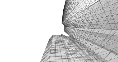 Arkaplanda mimari bina 3d illüstrasyon