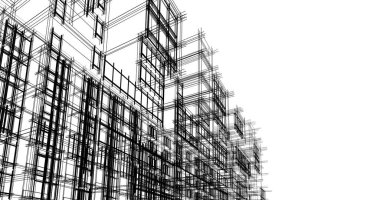 Mimari sanat konseptinde soyut çizgiler, minimum geometrik şekiller. 