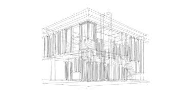 Arkaplanda mimari bina 3d illüstrasyon