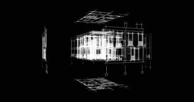 Mimari sanat konseptinde soyut çizgiler, minimum geometrik şekiller. 