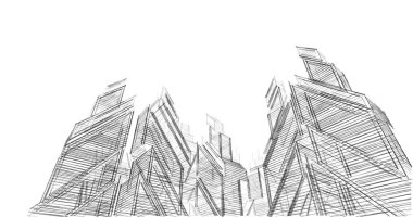 Mimari sanat konseptinde soyut çizgiler, minimum geometrik şekiller. 