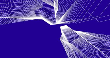 Mimari sanat konseptinde soyut çizgiler, minimum geometrik şekiller. 