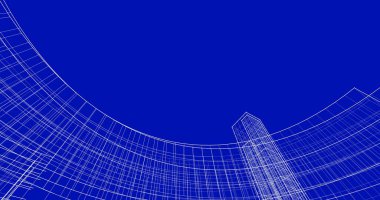 Arkaplanda mimari bina 3d illüstrasyon