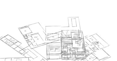 Mimari sanat konseptinde soyut çizgiler, minimum geometrik şekiller. 