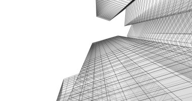 Arkaplanda mimari bina 3d illüstrasyon