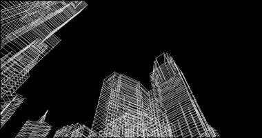 Mimari sanat konseptinde soyut çizgiler, minimum geometrik şekiller. 