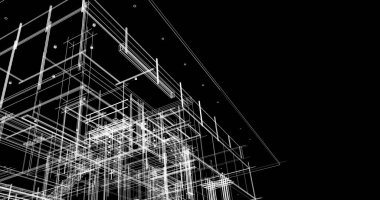 Arkaplanda mimari bina 3d illüstrasyon