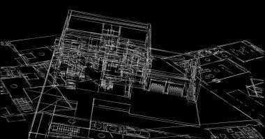 Mimari sanat konseptinde soyut çizgiler, minimum geometrik şekiller. 