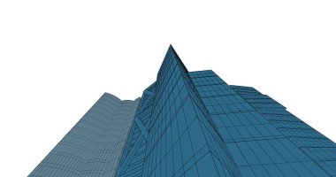 Arkaplanda mimari bina 3d illüstrasyon