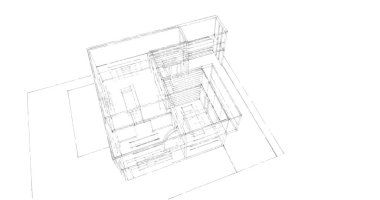 Arkaplanda mimari bina 3d illüstrasyon