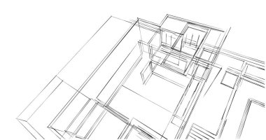 Arkaplanda mimari bina 3d illüstrasyon