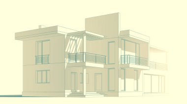 Mimari sanat konseptinde soyut çizgiler, minimum geometrik şekiller. 