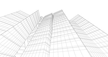 Arkaplanda mimari bina 3d illüstrasyon