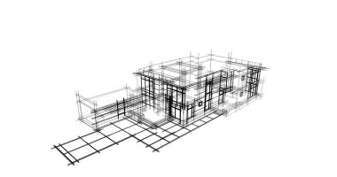 Mimari sanat konseptinde soyut çizgiler, minimum geometrik şekiller. 