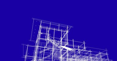 Arkaplanda mimari bina 3d illüstrasyon