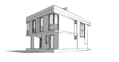 Arkaplanda mimari bina 3d illüstrasyon