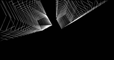 Mimari sanat konseptinde soyut çizgiler, minimum geometrik şekiller. 