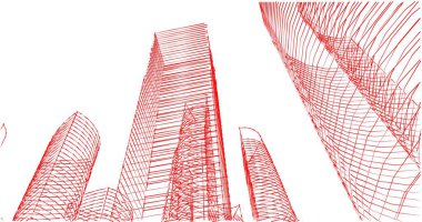 Arkaplanda mimari bina 3d illüstrasyon