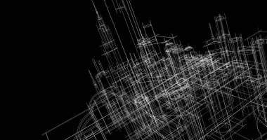 Arkaplanda mimari bina 3d illüstrasyon