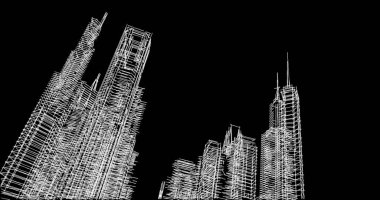 Mimari sanat konseptinde soyut çizgiler, minimum geometrik şekiller. 