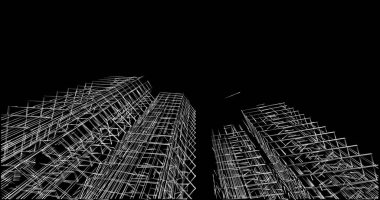 Mimari sanat konseptinde soyut çizgiler, minimum geometrik şekiller. 