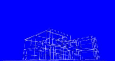 Arkaplanda mimari bina 3d illüstrasyon