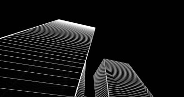 3d mimari duvar kağıdı tasarımı, dijital bina çizimi 