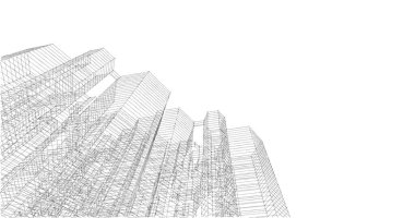 Arkaplanda mimari bina 3d illüstrasyon