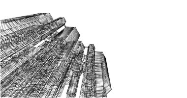 Arkaplanda mimari bina 3d illüstrasyon