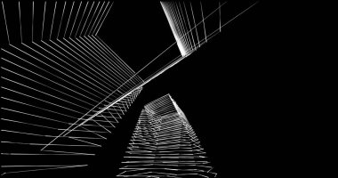 Mimari sanat konseptinde soyut çizgiler, minimum geometrik şekiller. 