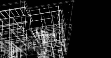 Arkaplanda mimari bina 3d illüstrasyon