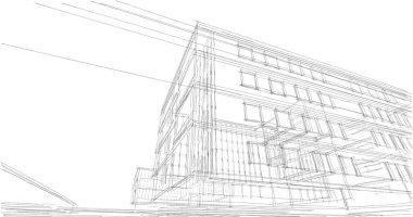 Mimari sanat konseptinde soyut çizgiler, minimum geometrik şekiller. 