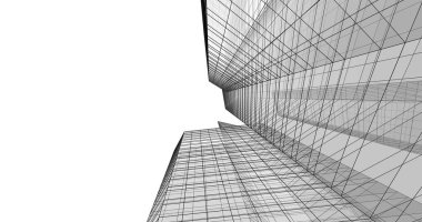 Arkaplanda mimari bina 3d illüstrasyon