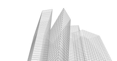 Arkaplanda mimari bina 3d illüstrasyon