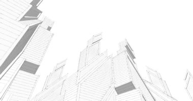 Mimari sanat konseptinde soyut çizgiler, minimum geometrik şekiller. 