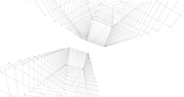 Mimari sanat konseptinde soyut çizgiler, minimum geometrik şekiller. 