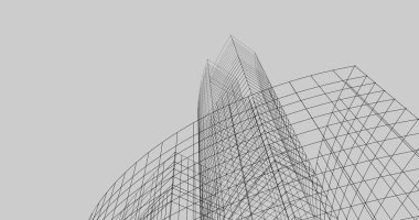 Mimari sanat konseptinde soyut çizgiler, minimum geometrik şekiller. 