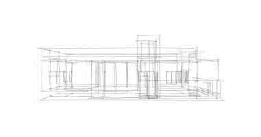 Arkaplanda mimari bina 3d illüstrasyon