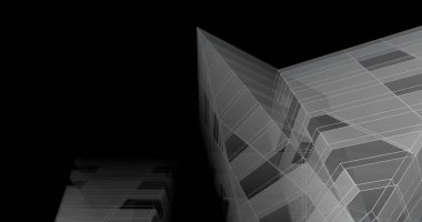 Mimari sanat konseptinde soyut çizgiler, minimum geometrik şekiller. 